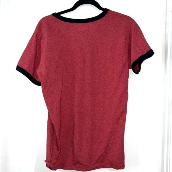 Disney Minnie Mouse Red Ringer Tee With Black Trim Womens XL Cotton Blend - Picture 5 of 6